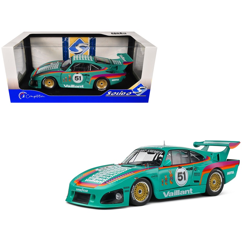 Porsche 935 K3 #51 “Kremer – Vaillant” Green with Stripes and Graphics “Competition” Series 1/18 Diecast Model Car by Solido