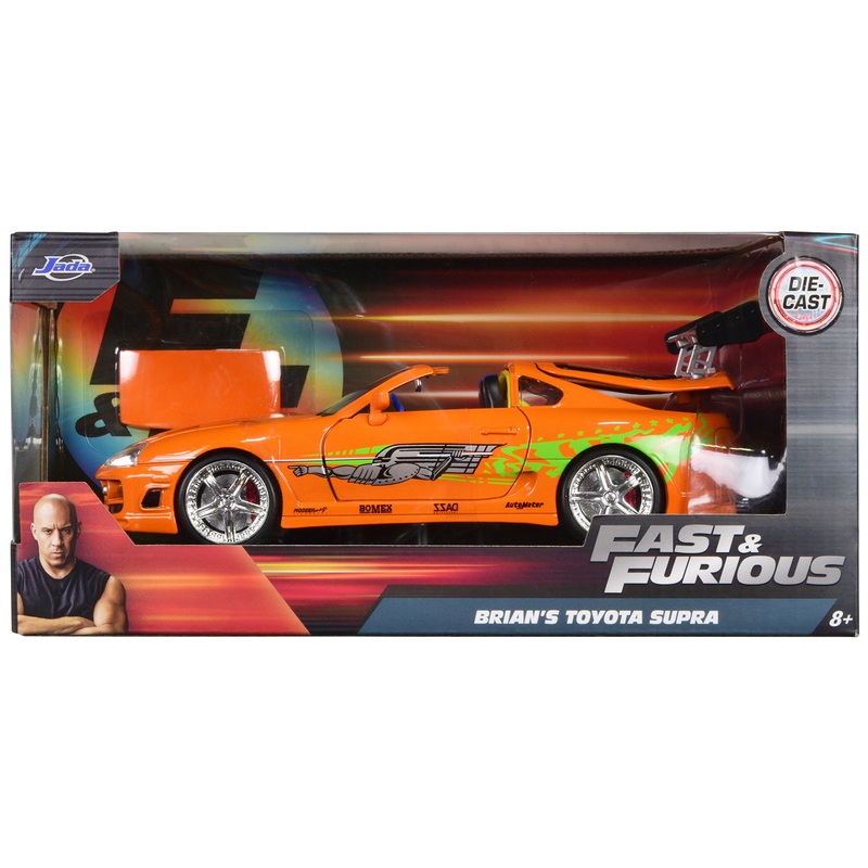 Brian’s Toyota Supra Orange with Graphics “Fast & Furious” Movie 1/24 Diecast Model Car by Jada