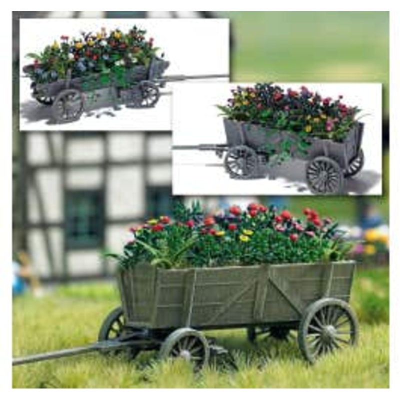 Busch 1228  HO Wooden cart with flowers kit