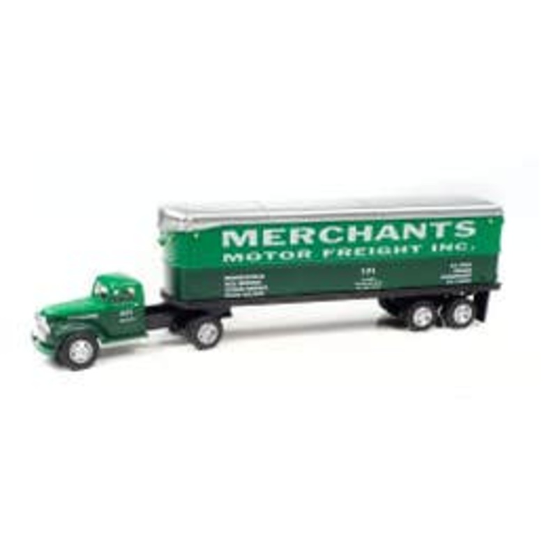 Classic Metal Works 31203  HO 1941 – 1946 CHEVY SEMI/TRAILER SET MERCHANTS MOTOR FREIGHT INC