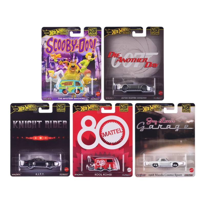 “Pop Culture 2024” 5 piece Set G “Premium Series” Diecast Model Cars by Hot Wheels