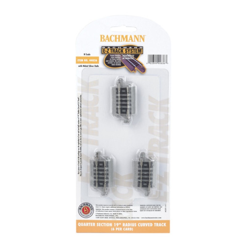 Bachmann 44836 N Scale Quarter Section 19″ Radius Curved Track