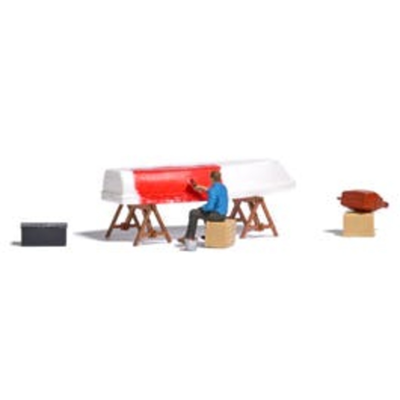 Busch 79816  HO Action Set: Painting the Boat kit