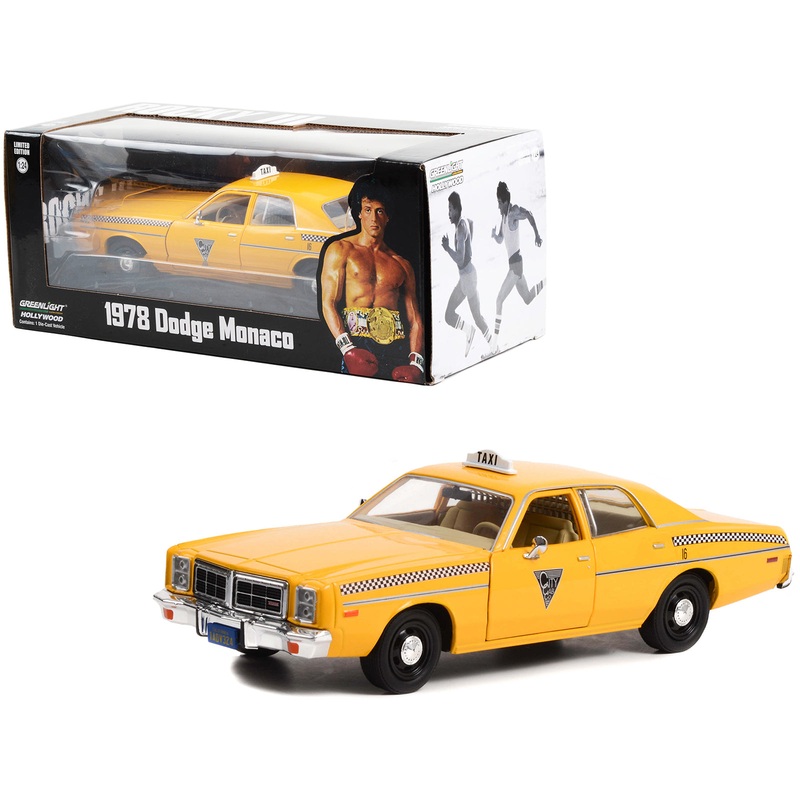 1978 Dodge Monaco Taxi “City Cab Co.” Yellow “Rocky III” (1982) Movie 1/24 Diecast Model Car by Greenlight