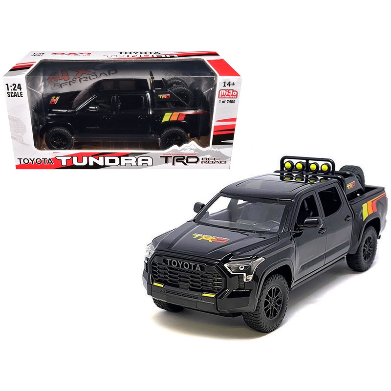 2023 Toyota Tundra TRD 4×4 Pickup Truck Black with TRD Stripes with Sunroof and Wheel Rack Limited Edition to 2400 pieces Worldwide 1/24 Diecast Model Car