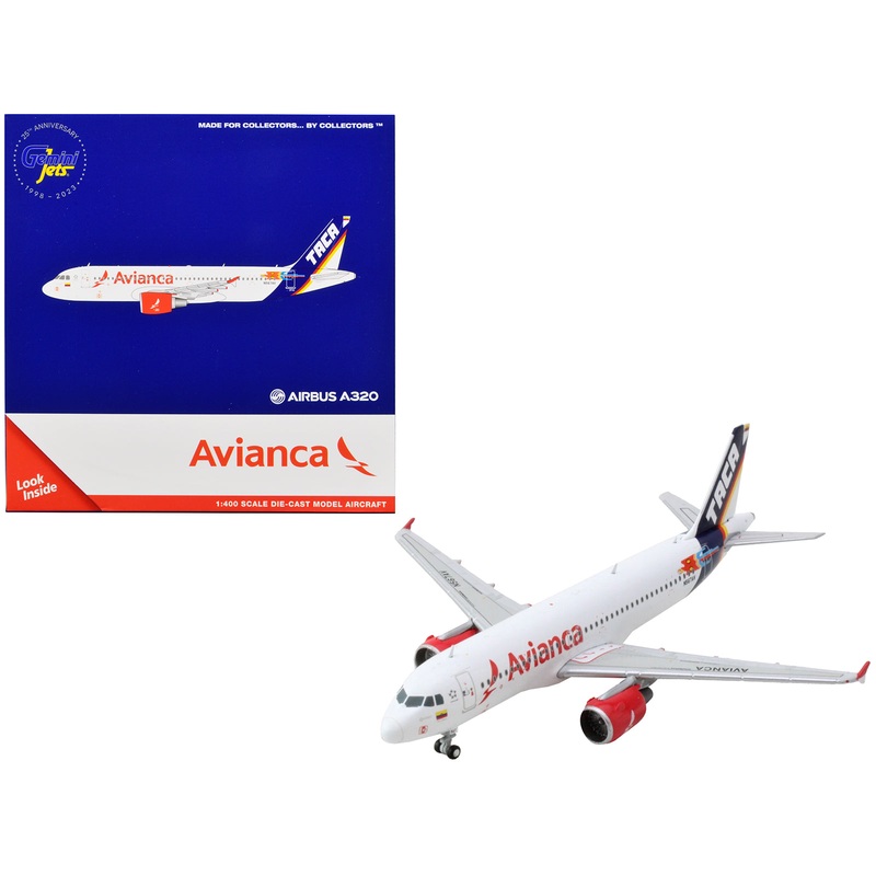 Airbus A320 Commercial Aircraft “Avianca Airlines” White with Tail Stripes 1/400 Diecast Model Airplane by GeminiJets