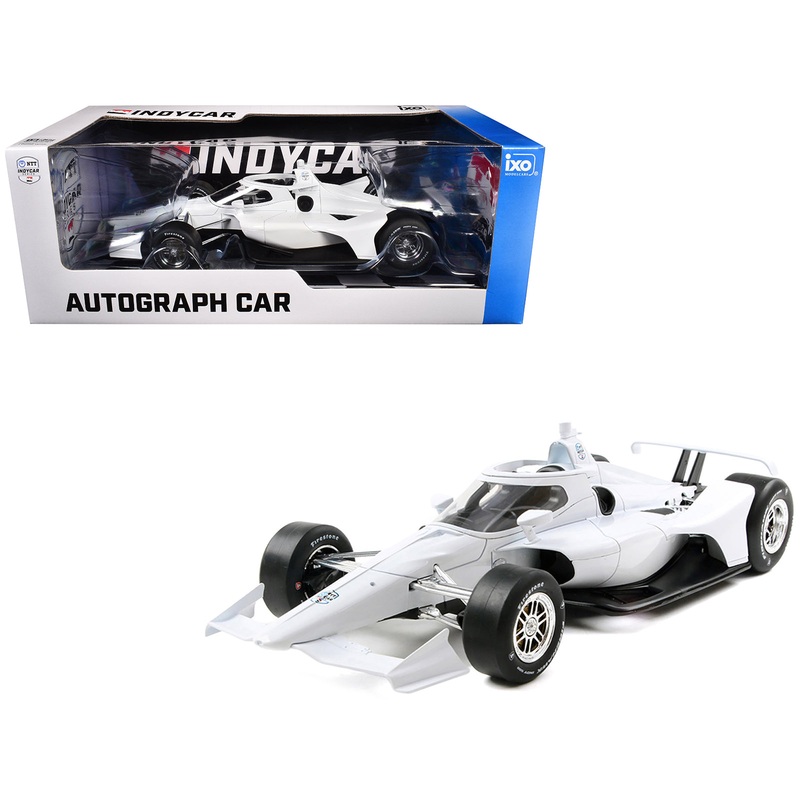 Dallara IndyCar Blank White “Autograph Car” (Super Speedway Configuration) “NTT IndyCar Series” 1/18 Diecast Model Car by IXO Models