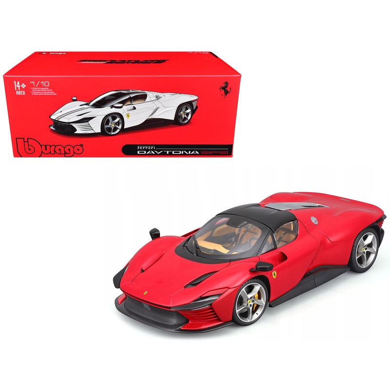 Ferrari Daytona SP3 Red with Black Top “Signature Series” 1/18 Diecast Model Car by Bburago