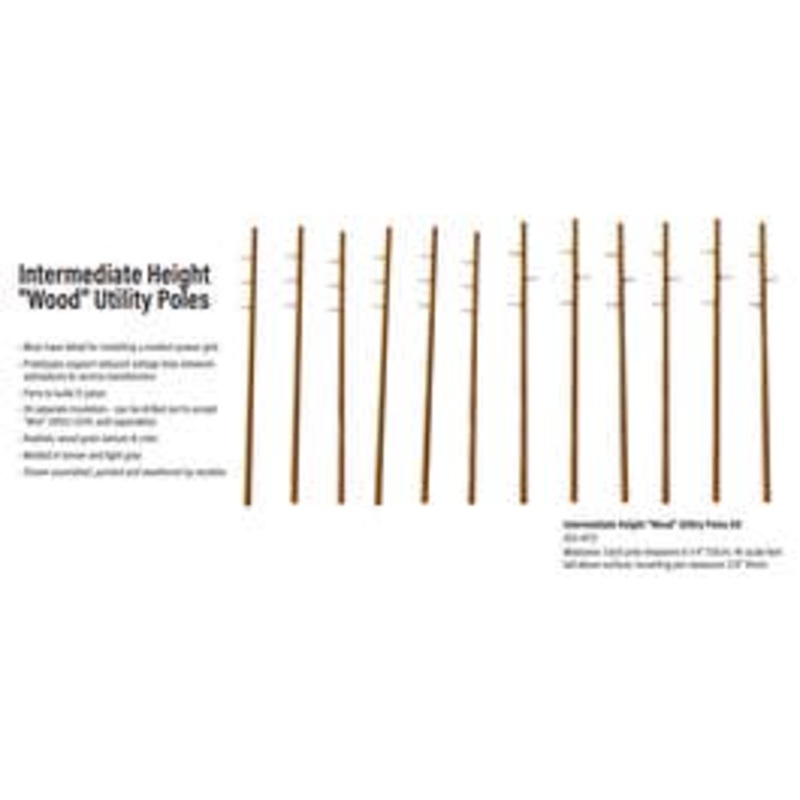 Walthers 933-4173 HO Intermediate Height Utility Poles (Wood) pkg(12)
