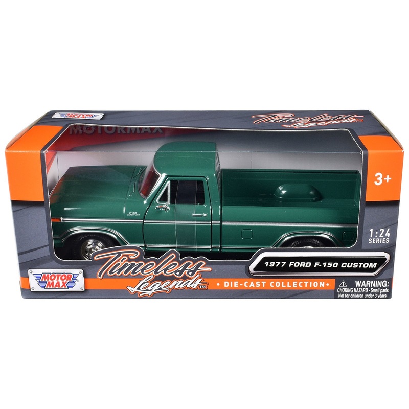 1977 Ford F-150 Custom Pickup Truck Green “Timeless Legends” Series 1/24 Diecast Model Car by Motormax