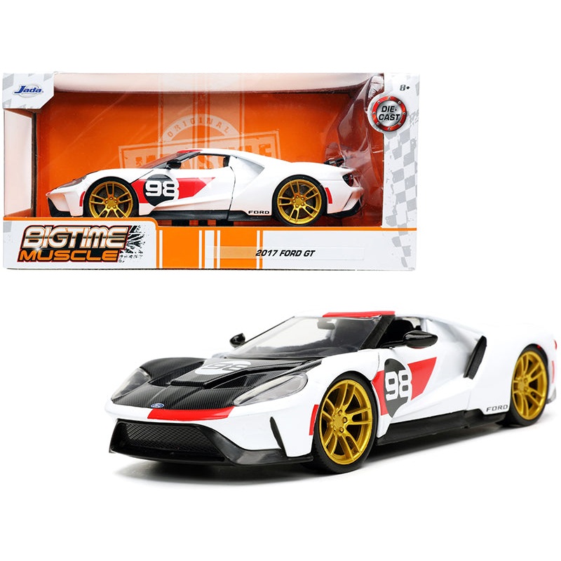 2021 Ford Gt #98 White “Heritage Edition” “Bigtime Muscle” Series 1/24 Diecast Model Car by Jada