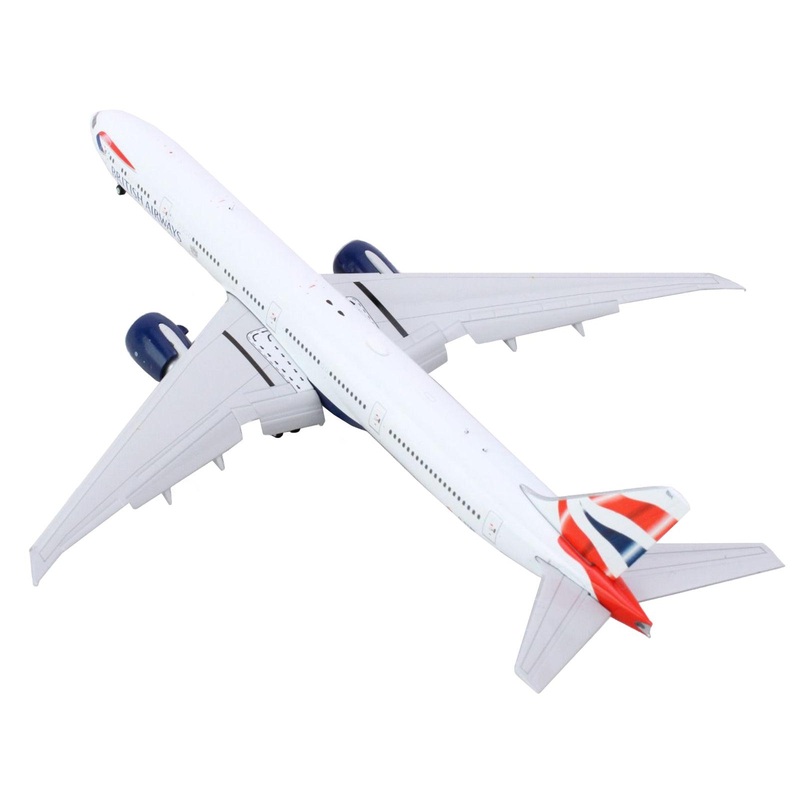 Boeing 777-300ER Commercial Aircraft with Flaps Down “British Airways” (G-STBH) White with Striped Tail 1/400 Diecast Model Airplane by GeminiJets