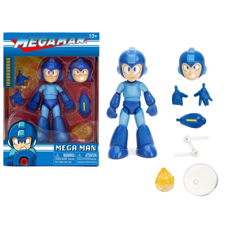 Mega Man 4.5″ Moveable Figure with Accessories and Alternate Head and Hands “Mega Man” (1987) Video Game model by Jada