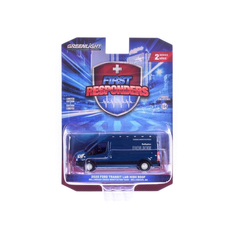 2020 Ford Transit LWB High Roof Van “Bellingham Police Crisis Negotiation Team Bellingham Washington” Dark Blue “First Responders” Series 2 1/64 Diecast Model Car by Greenlight