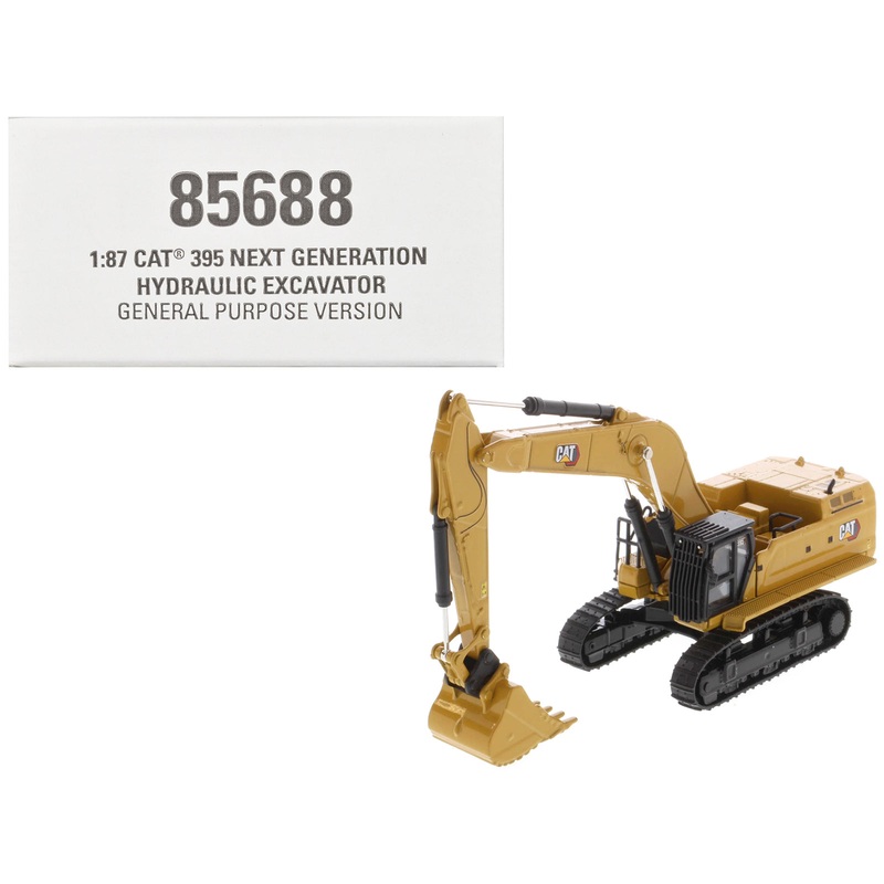 CAT Caterpillar 395 Next-Generation Hydraulic Excavator (General Purpose Version) Yellow with Additional Tools “High Line Series” 1/87 (HO) Diecast Model by Diecast Masters
