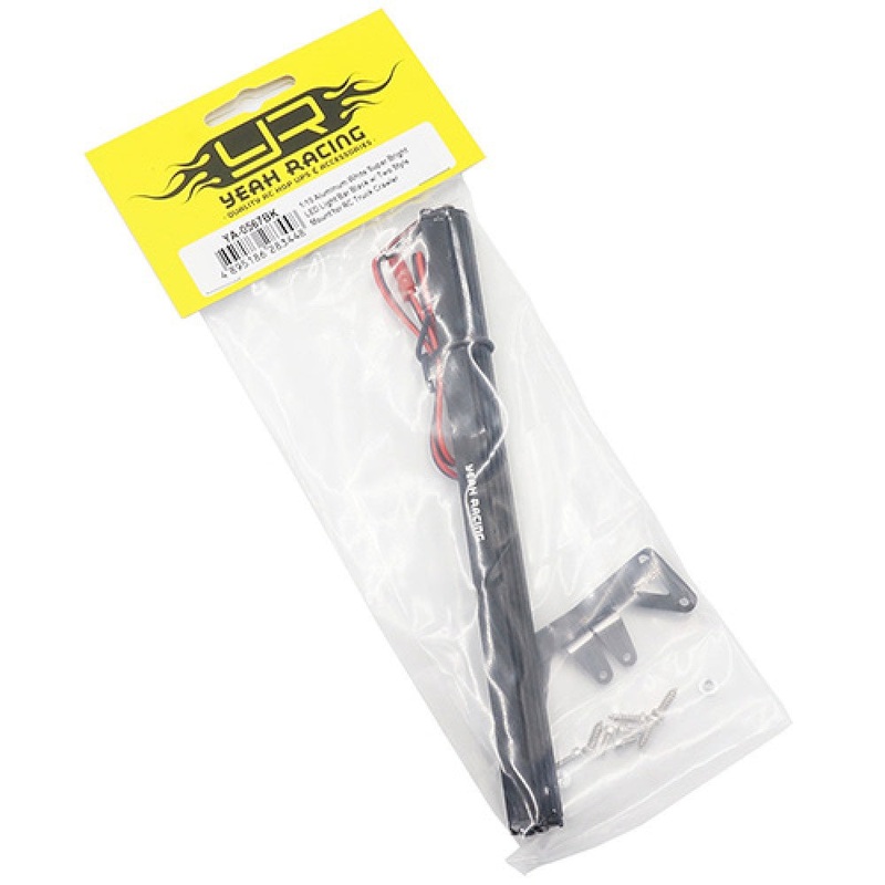 Yeah Racing – 1/10 Aluminum White Super Bright LED Light Bar Black w/ Two Set Mount for 1/10 RC Truck Crawler