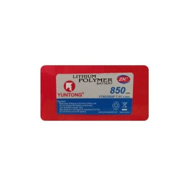 Yuntong – 7.4V Battery 850mAH Lipo 25C (JST)