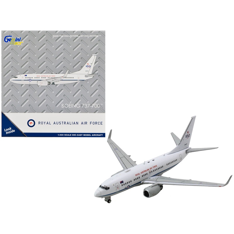 Boeing 737-700 Aircraft “Royal Australian Air Force 100th Anniversary” (A36-001) White with Blue Stripes “Gemini Macs” Series 1/400 Diecast Model Airplane by GeminiJets