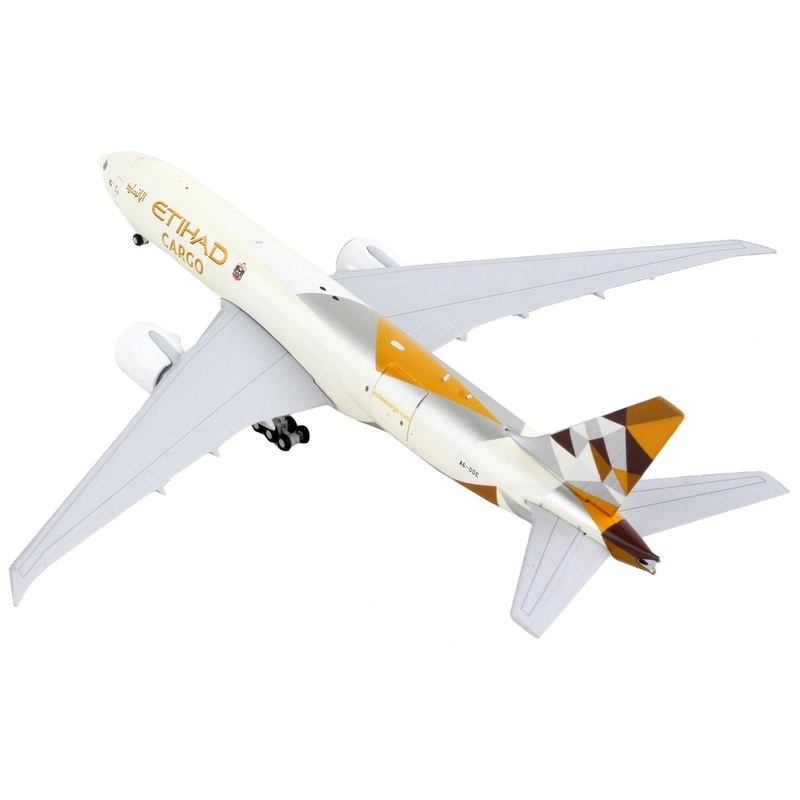 Boeing 777F Commercial Aircraft “Etihad Cargo” Beige with Graphics “Interactive Series” 1/400 Diecast Model Airplane by GeminiJets