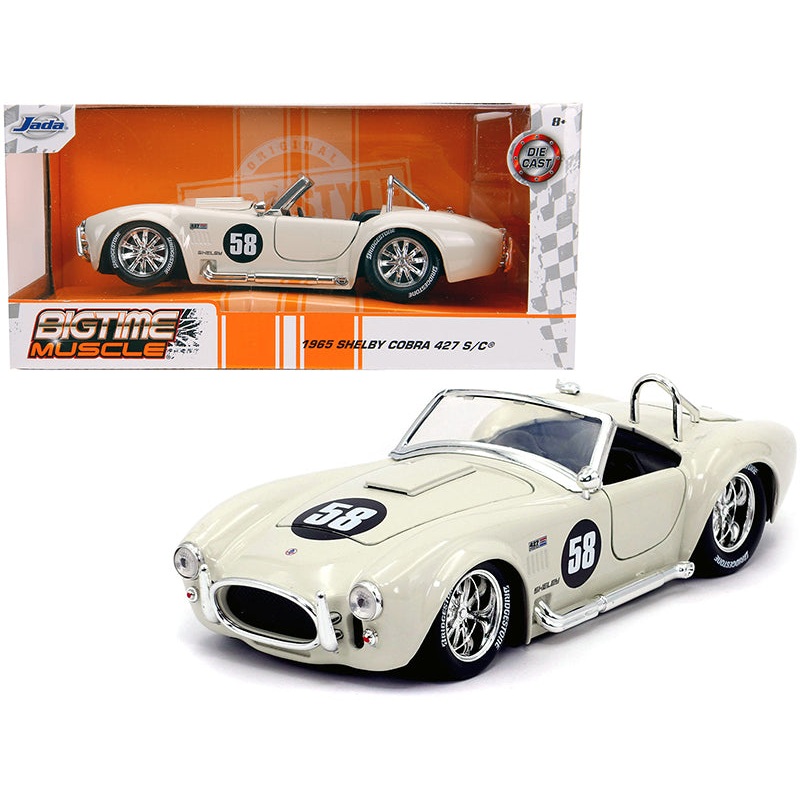 1965 Shelby Cobra 427 S/C #58 Cream “Bigtime Muscle” 1/24 Diecast Model Car by Jada