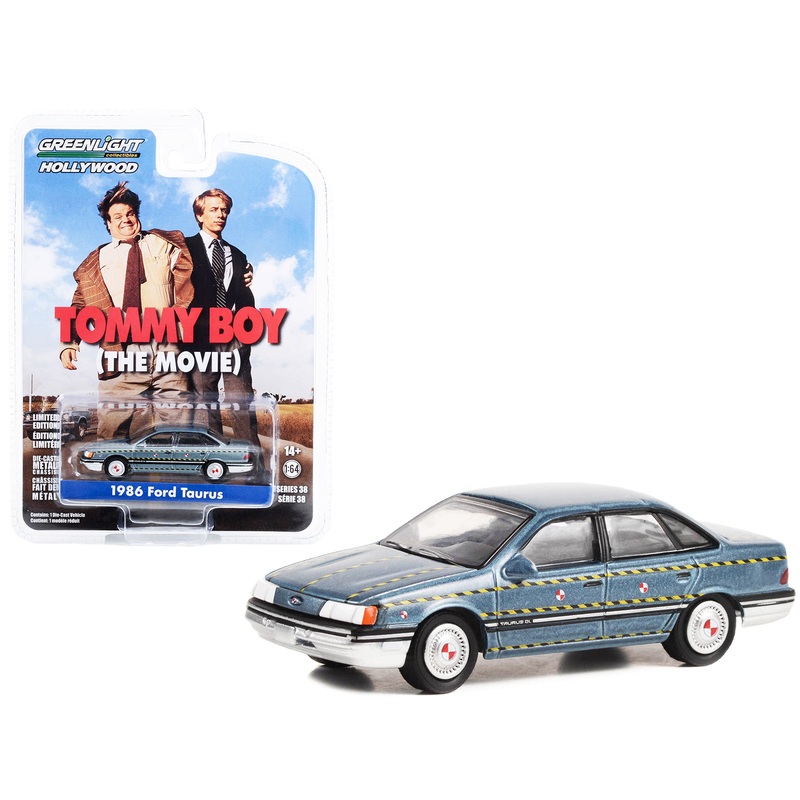 1986 Ford Taurus Blue Metallic “Zalinsky Auto Parts” Crash Test Vehicle “Tommy Boy” (1995) Movie “Hollywood Series” Release 38 1/64 Diecast Model Car by Greenlight