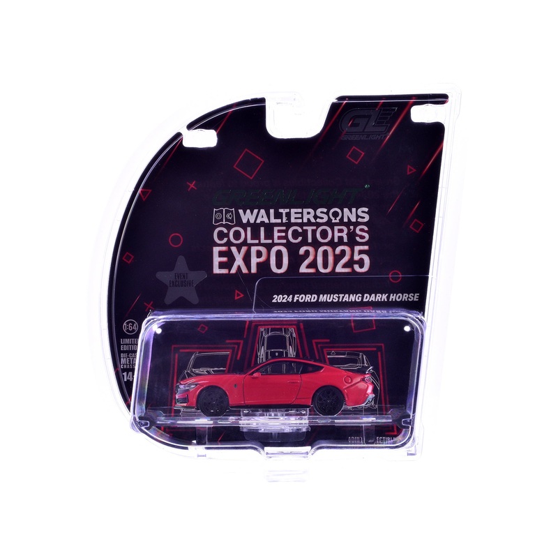 2024 Ford Mustang Dark Horse “Indiana” Red with Black Hood and Top “2025 Greenlight Waltersons Collector’s Expo Exclusive” 1/64 Diecast Model Car by Greenlight