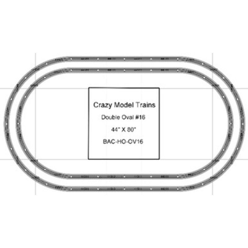 Bachmann E-Z Track HO Scale Double Oval #16 Basic Train Track Set – 44″ X  80″