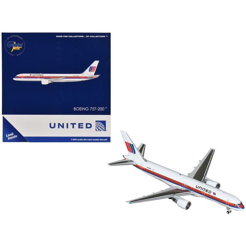 Boeing 757-200 Commercial Aircraft “United Airlines” (N536UA) White with Stripes 1/400 Diecast Model Airplane by GeminiJets