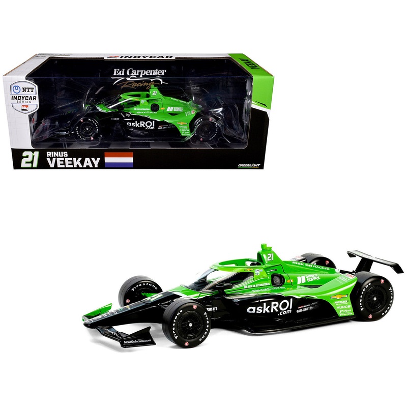 Dallara IndyCar #21 Rinus VeeKay “Risk On International” Ed Carpenter Racing “NTT IndyCar Series” (2024) 1/18 Diecast Model Car by Greenlight