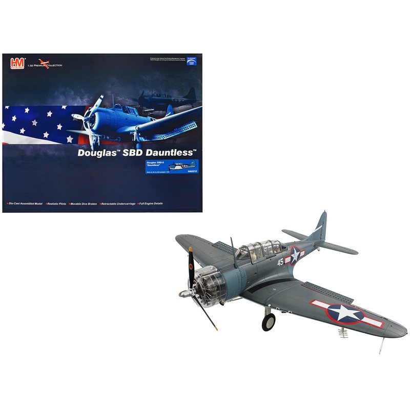 Douglas SBD-5 Dauntless Bomber Aircraft “VB-16 USS Lexington” (1943) United States Navy “Premium Collection” 1/32 Diecast Model by Hobby Master