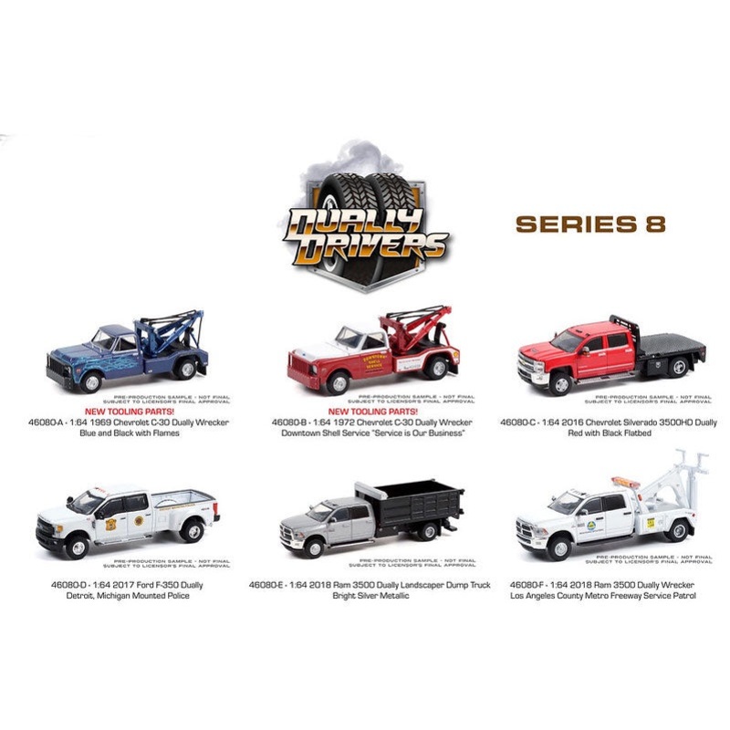 Greenlight – 1/64 Dually Drivers Series 8 (Sold Individually)