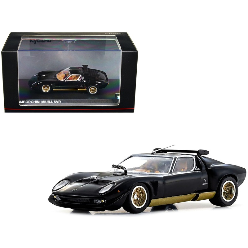Lamborghini Miura SVR Black with Gold Accents and Wheels 1/43 Diecast Model Car by Kyosho