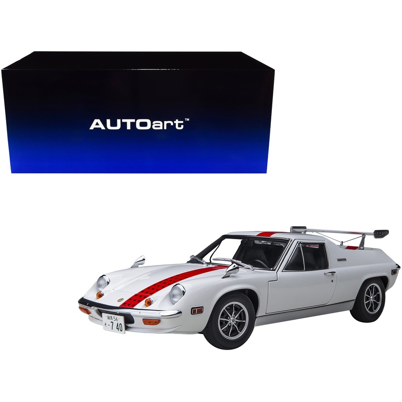 Lotus Europa Special White with Red Stripe and Graphics “The Circuit Wolf” 1/18 Model Car by Autoart