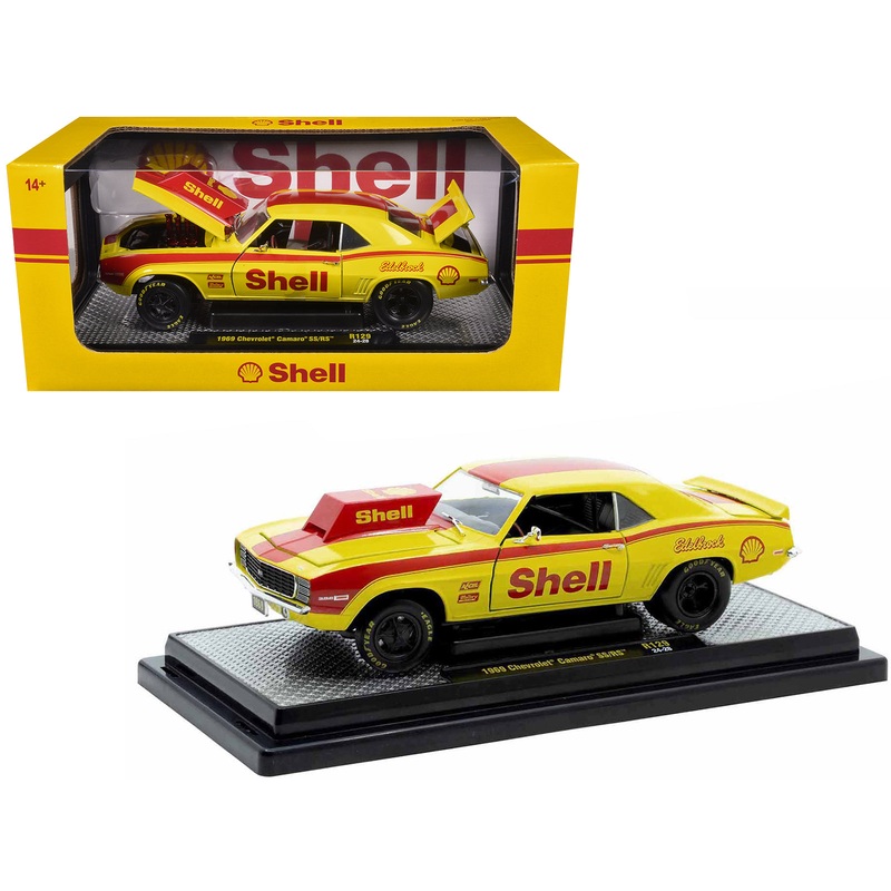 1969 Chevrolet Camaro SS/RS “Shell Oil” Yellow with Red Stripes Limited Edition to 6550 pieces Worldwide 1/24 Diecast Model Car by M2 Machines