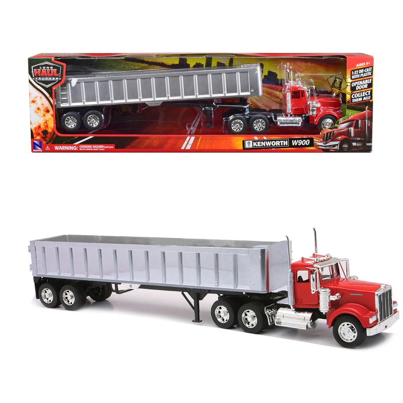 Kenworth W900 Frameless Dump Truck Red and Chrome “Long Haul Trucker” Series 1/32 Diecast Model by New Ray