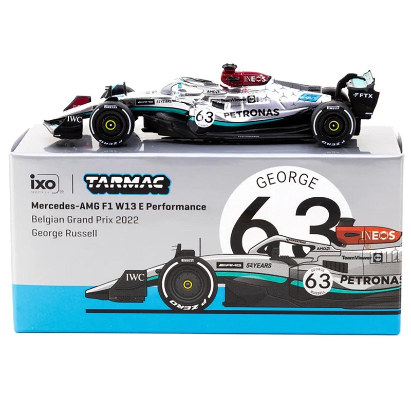 Mercedes-AMG F1 W13 E Performance #63 George Russell Formula One F1 “Belgian GP” (2022) “Global64” Series 1/64 Diecast Model Car by Tarmac Works