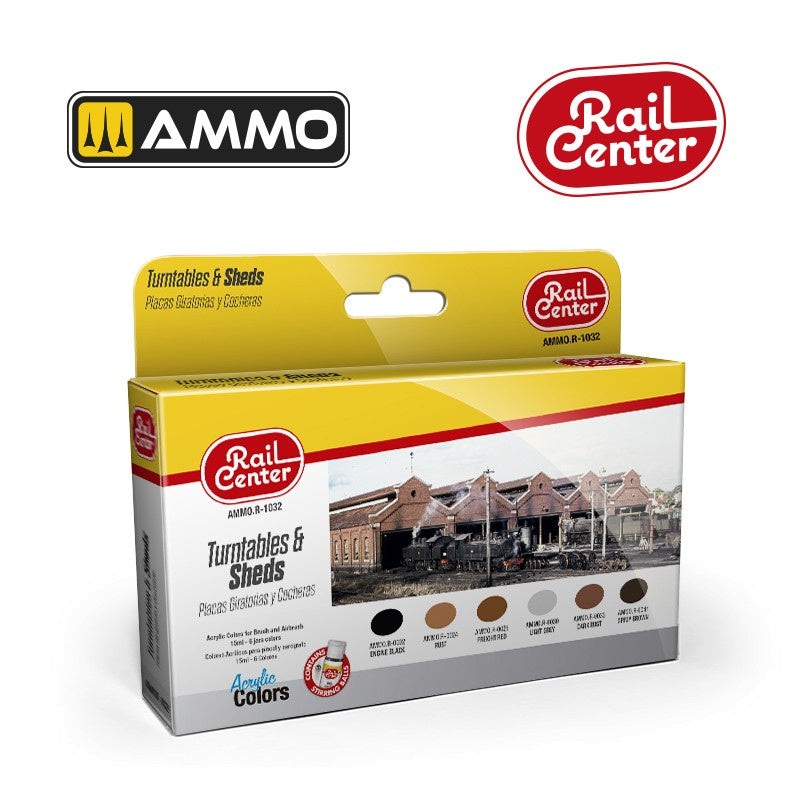 AMMO – R-1032 Rail Center – Turntables & Sheds (Paint Set)
