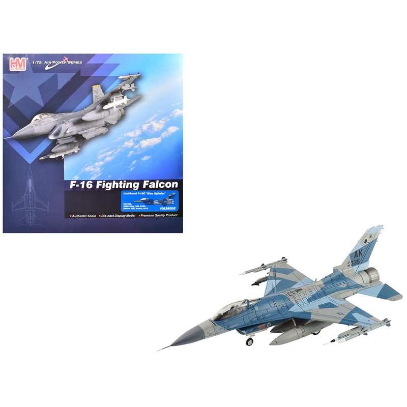 Lockheed F-16C Fighting Falcon Fighter Aircraft “86-0335 Blue Splinter 354th Wing 18th AGRS Eielson AFB” (2018) United States Air Force “Air Power Series” 1/72 Diecast Model by Hobby Master