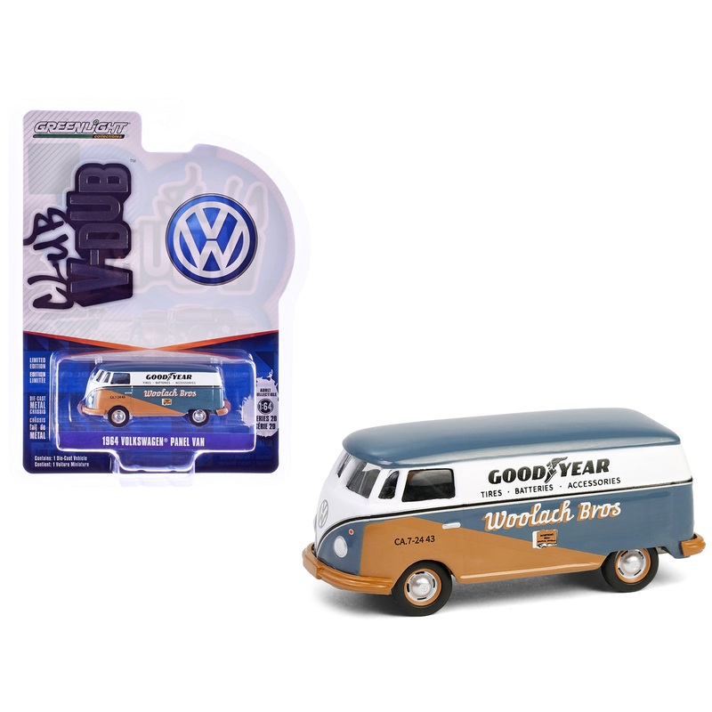 1964 Volkswagen Panel Van “Goodyear” Gray and White with Tan Graphics “Club Vee-Dub” Series 20 1/64 Diecast Model Car by Greenlight
