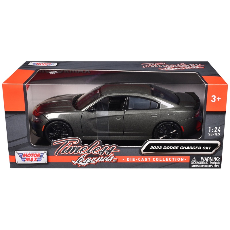 2023 Dodge Charger SXT Gray Metallic “Timeless Legends” Series 1/24 Diecast Model Car by Motormax
