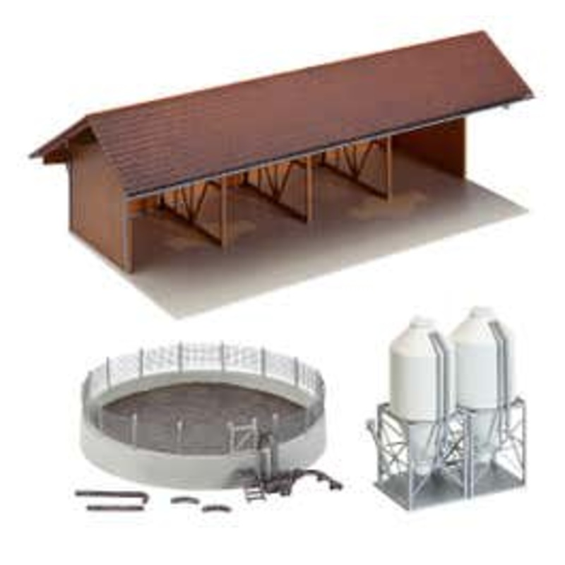 Faller 130584  HO Equipment shed, slurry pit and feed silos kit
