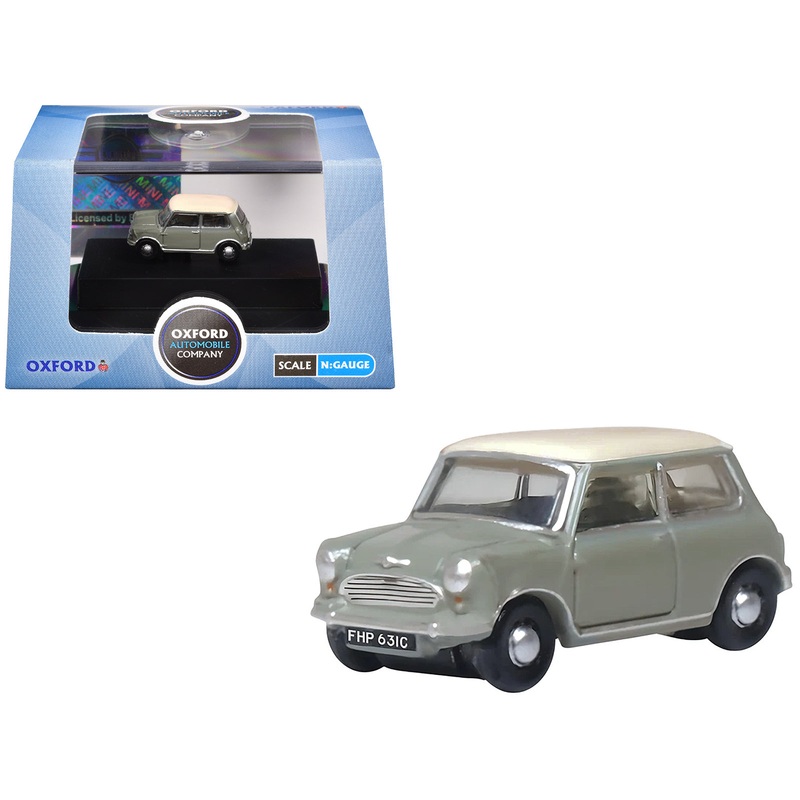 Mini Classic Tweed Gray with Cream Top 1/148 (N) Scale Diecast Model Car by Oxford Diecast