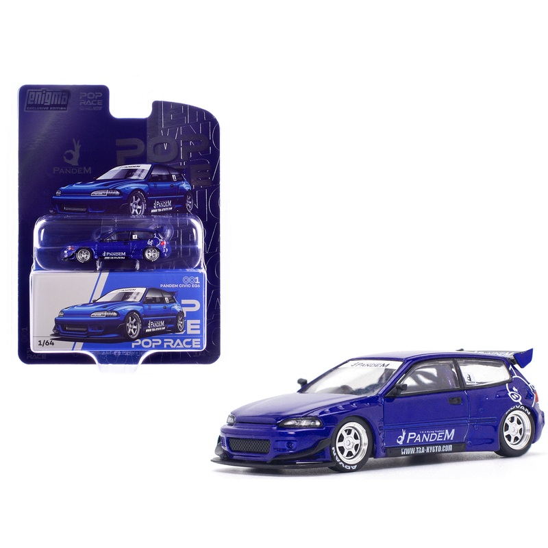 Pandem Civic EG6 RHD (Right Hand Drive) Blue Metallic “Enigma Exclusive Edition” 1/64 Diecast Model Car by Pop Race