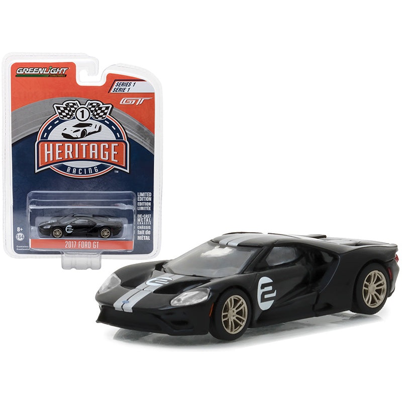 2017 Ford GT Black #2 – Tribute to 1966 Ford GT40 MK II #2 Racing Heritage Series 1 1/64 Diecast Model Car by Greenlight