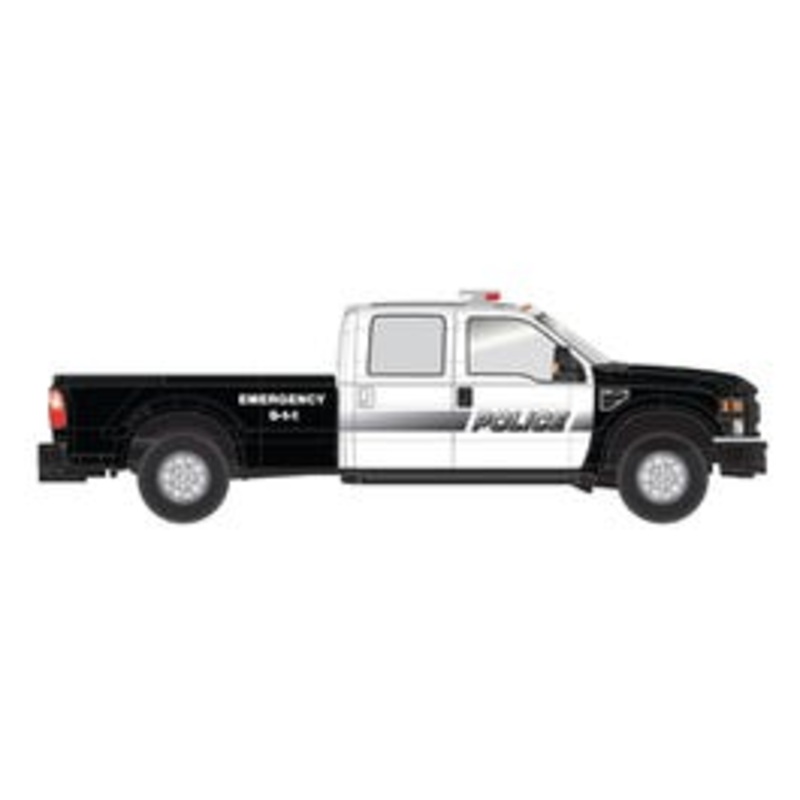 Atlas #35000008 HO FORD F-350 CREW CAB PICKUP TRUCK- BLACK & WHITE POLICE