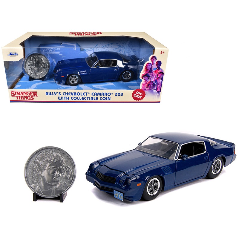 Billy’s Chevrolet Camaro Z28 Dark Blue with Collectible Coin “Stranger Things” (2016) TV Series 1/24 Diecast Model Car by Jada