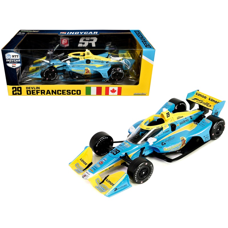 Dallara IndyCar #29 Devlin DeFrancesco “WOOOOO Energy” Andretti Steinbrenner Autosport (Road Course Configuration) “NTT IndyCar Series” (2023) 1/18 Diecast Model Car by Greenlight