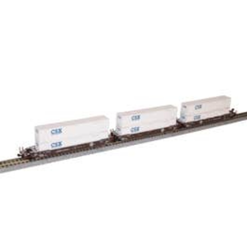 Kato 106-6186 N MAXI-IV BNSF Old Logo 3-Car Set with CSX Containers (White)