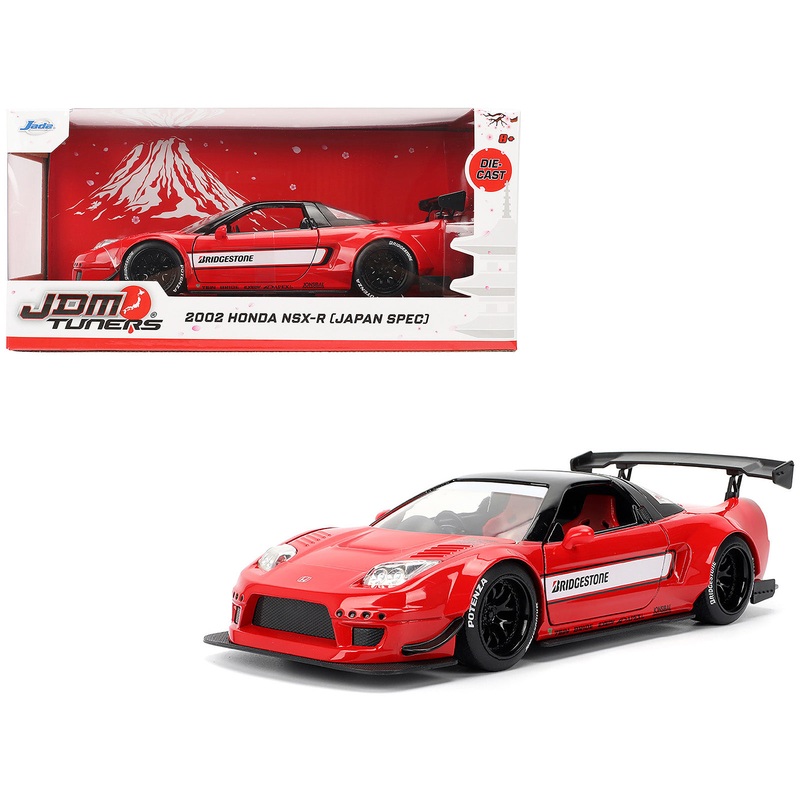 2002 Honda NSX-R RHD (Right Hand Drive) “Bridgestone” Red with Black Top and White Stripes “JDM Tuners” Series 1/24 Diecast Model Car by Jada