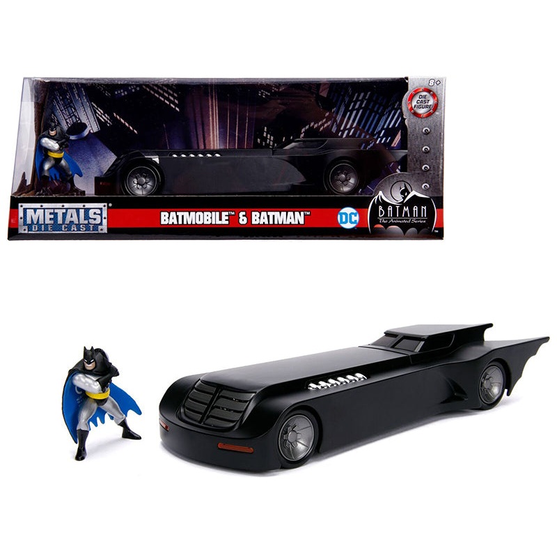 Batmobile with Batman Diecast Figure “Animated Series” DC Comics Series 1/24 Diecast Model Car by Jada